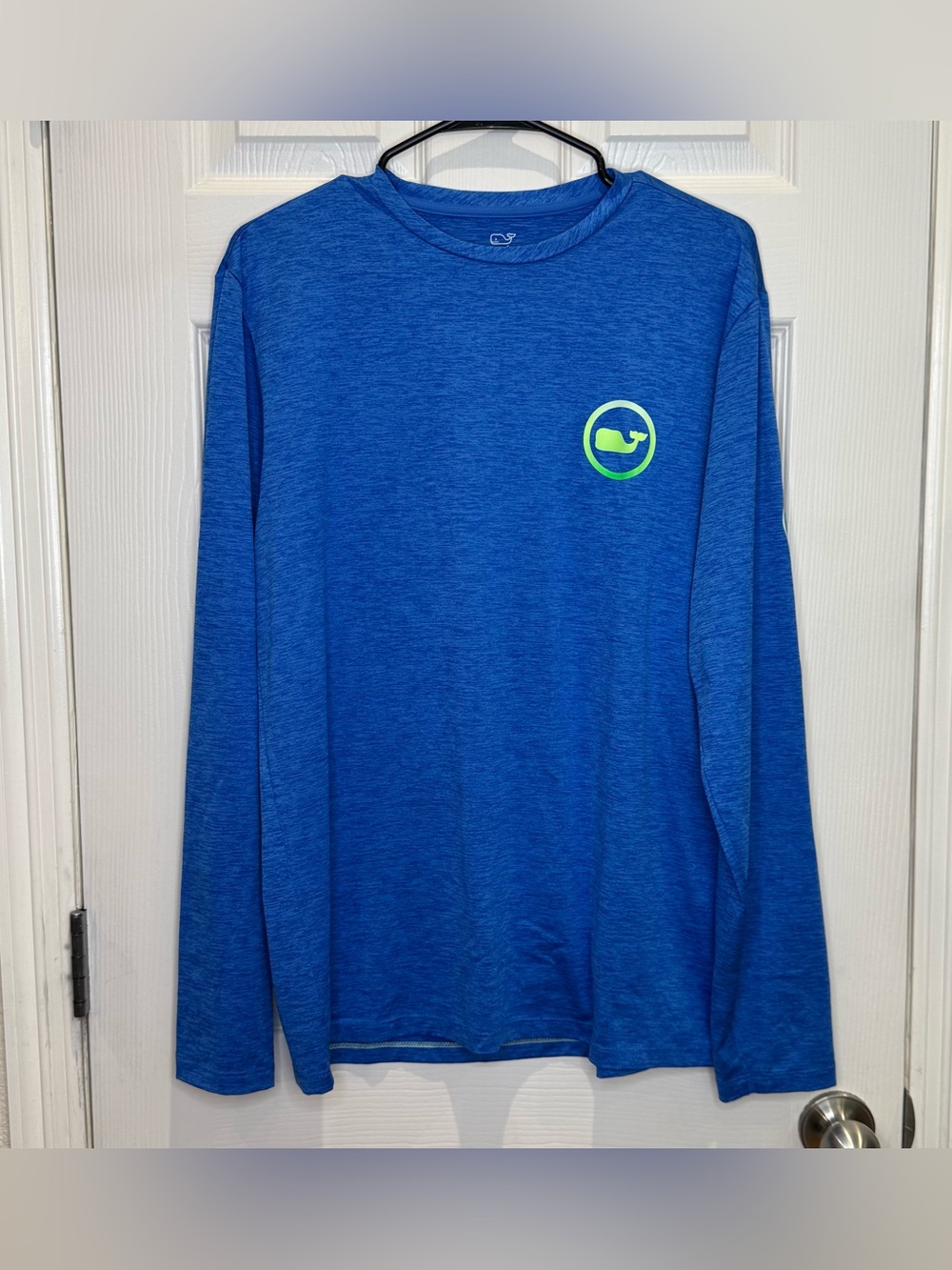 Vineyard Vines Performance Men's Small Blue Green Long Sleeve Shirt Whale Logo - Picture 2 of 8